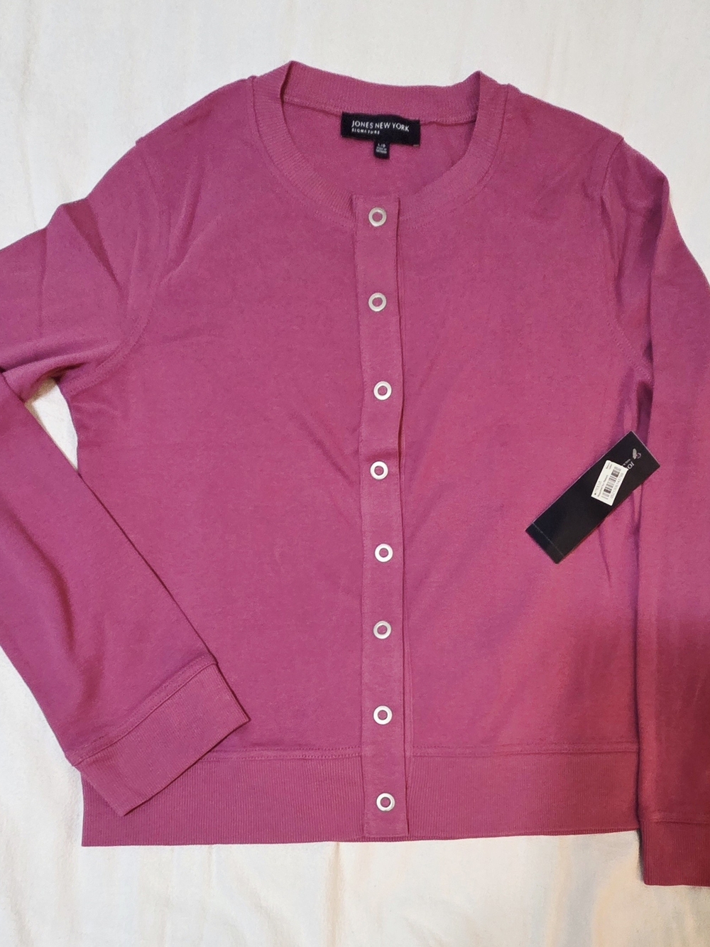 Jones New York Women's Pink Crewneck Button Cardigan And Camisole 2 Pieces Set